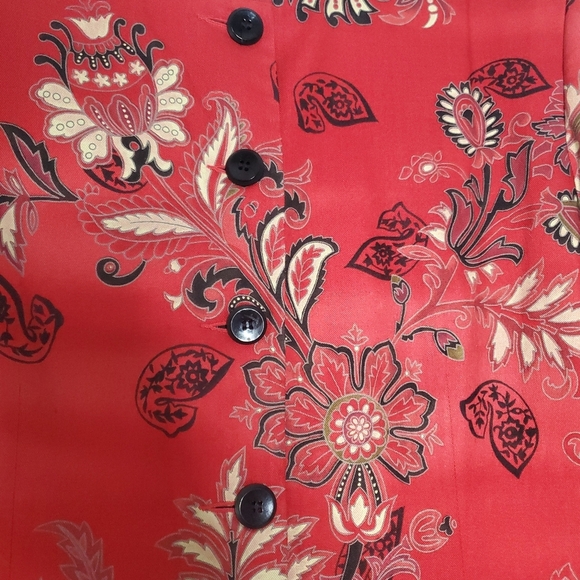 Vintage Doncaster Womens Wool Blend Blazer Jacket Size 14 Red Hue Boho Floral - Picture 12 of 12